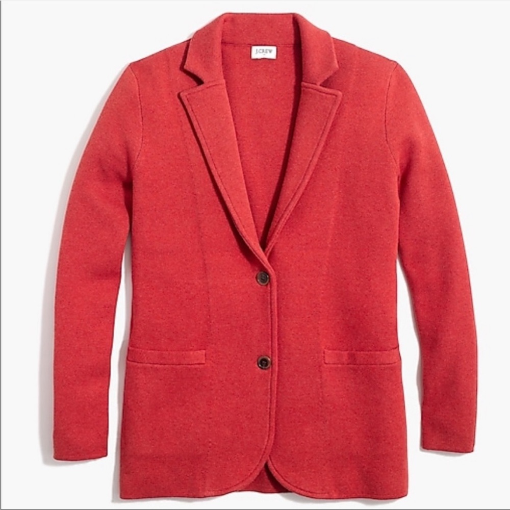 NWT J Crew Classic Fitted Cotton Sweater Blazer Brick Red | Small